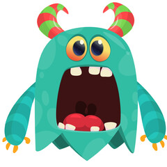 Fototapeta premium Cartoon cute and funny monster waving hands . Vector illustration