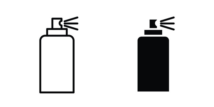 Hair spray icon clipart and thin stroke versions pack