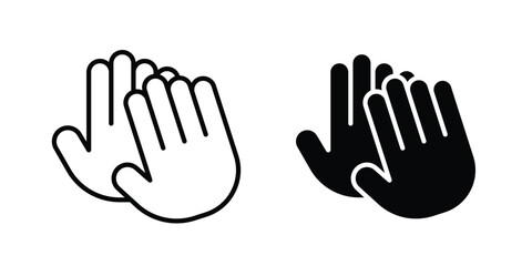 Fototapeta premium High Five icon clipart and thin stroke versions pack