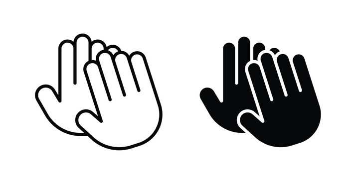 High Five icon clipart and thin stroke versions pack