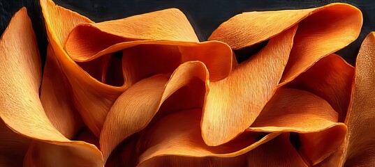 Obraz premium Golden Corn Chips Textured Background, Appetizing Hominy Chips in Macro, Overhead Smooth Lighting