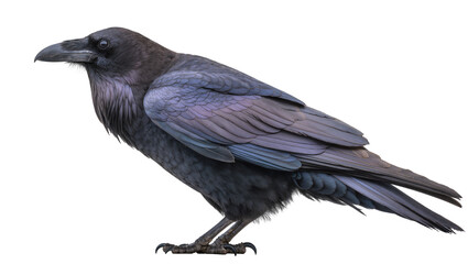 Fototapeta premium Black raven bird with iridescent purple blue feathers
