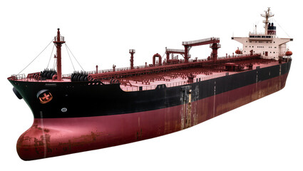 Large cargo ship with red hull and black deck © Andrei
