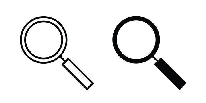 Magnifying glass icon clipart and thin stroke versions pack