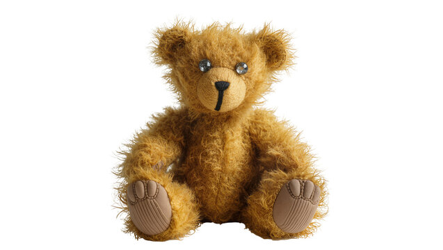Fluffy brown teddy bear with button eyes and stitched nose