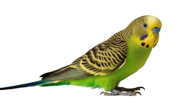 Green budgerigar parrot with yellow head and blue beak