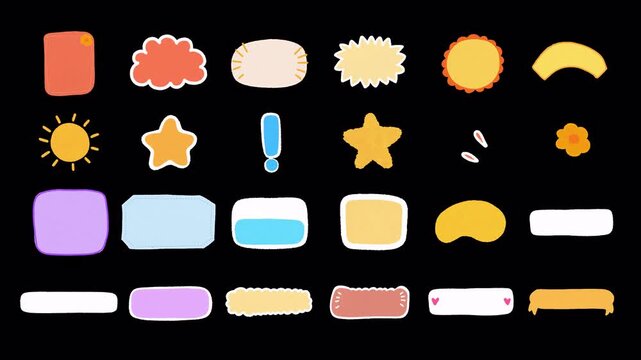 2D Hand Drawn Geometric Shapes and Sun Icons Animation Asset