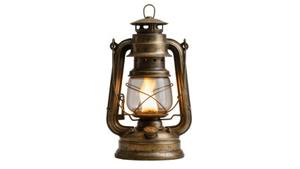 Antique kerosene lantern with lit flame and glass chimney © Andrei