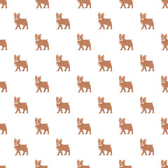 Fototapeta premium Brown french bulldogs creating a cute seamless dog animal pattern