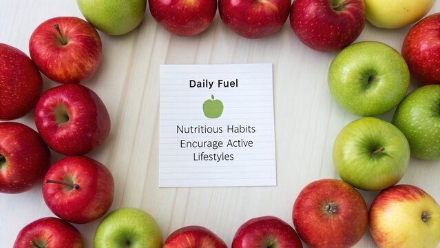 Apples Bordering Note About Daily Fuel and Healthy Lifestyles