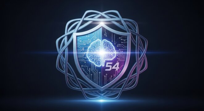 cyber security shield with brain and code