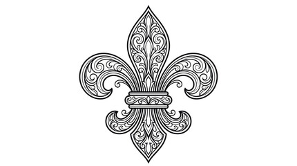 Ornate Fleur de Lis Symbol - Vintage Line Art Illustration © Riris