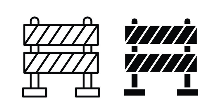 Obstacle icon clipart and thin stroke versions pack