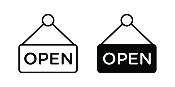 Open icon clipart and thin stroke versions pack