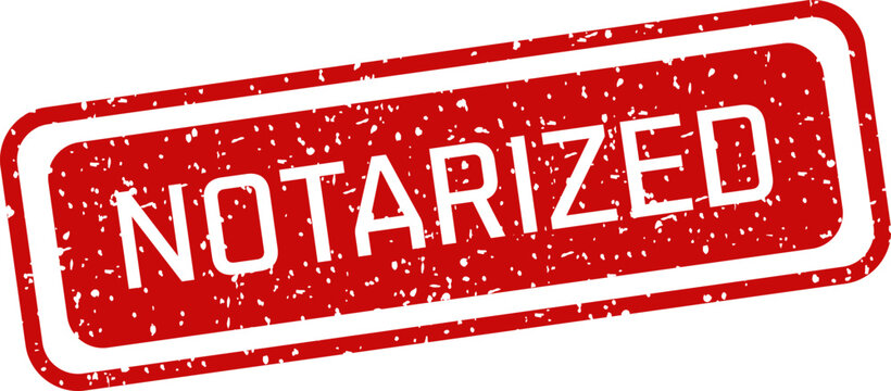 Notarized rubber stamp red ink seal for legal documents and authentication