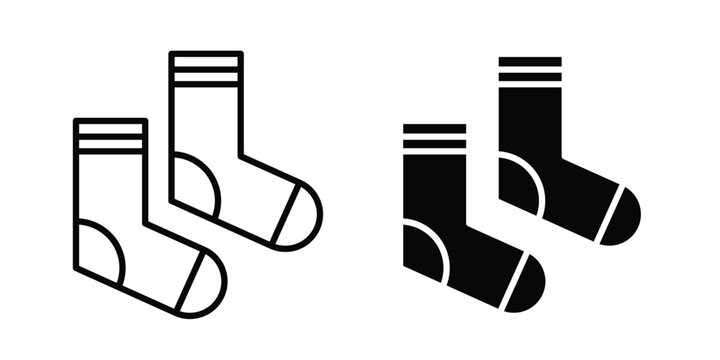 Pair of socks icon clipart and thin stroke versions pack