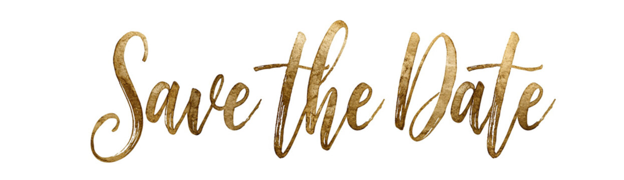 Save Date Gold Calligraphy Script Wedding Invitation