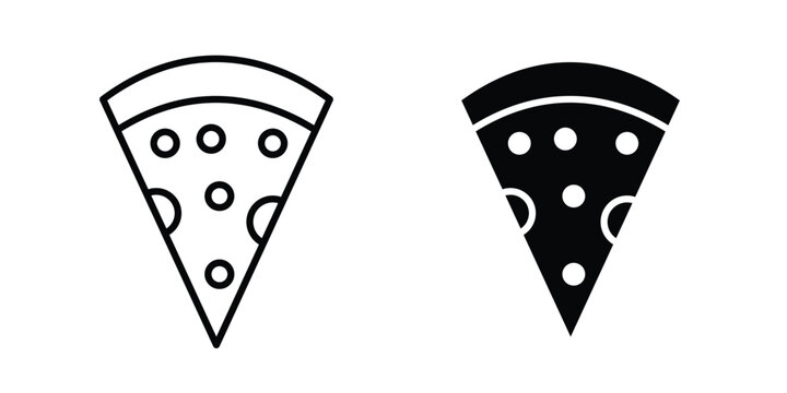 Pizza icon clipart and thin stroke versions pack