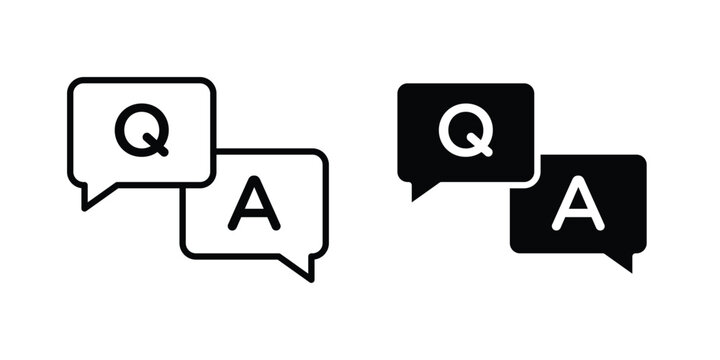 QNA icon clipart and thin stroke versions pack