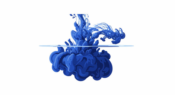 Blue ink spreading and dissolving in clear water, abstract motion