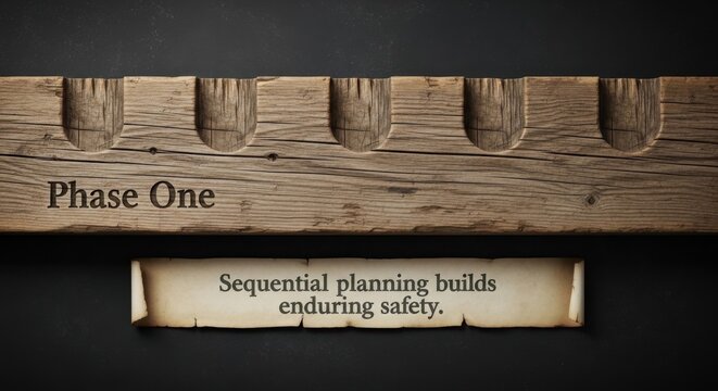 Flat lay of weathered wood with historical inscription