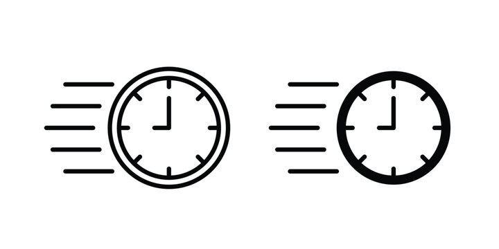 Quick icon clipart and thin stroke versions pack