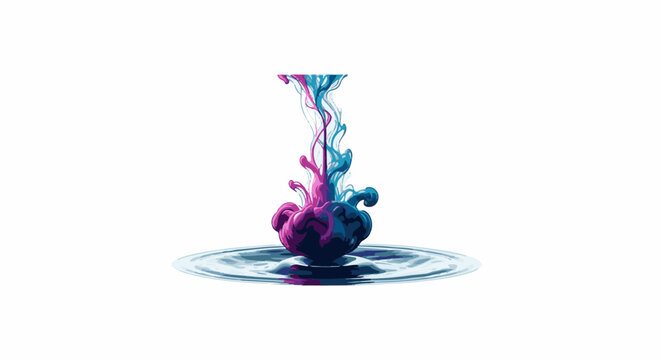 Pink and teal ink swirls blend and diffuse in rippling water