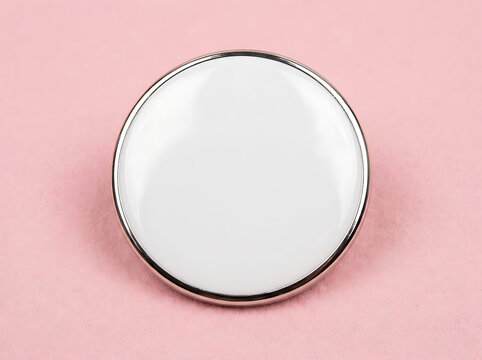 Minimalist blank white enamel pin badge mockup
