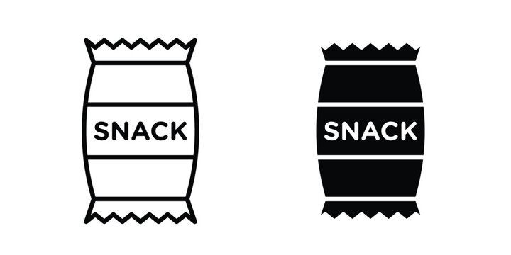 Snacks icon clipart and thin stroke versions pack