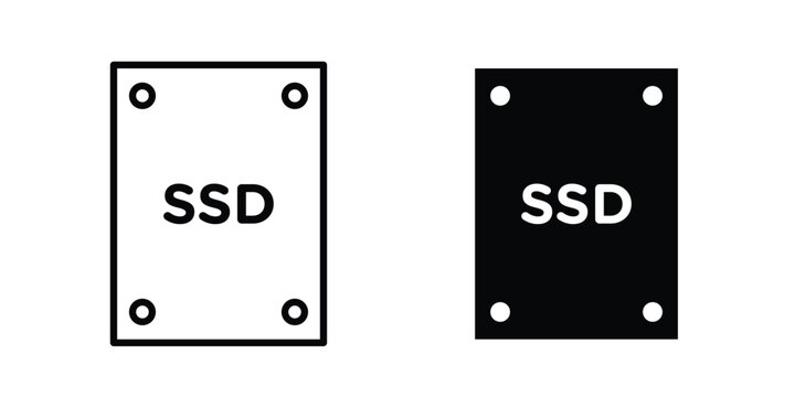 SSD icon clipart and thin stroke versions pack