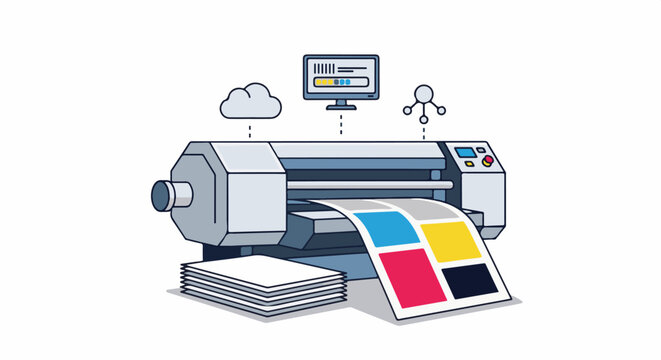 Large format printer producing color proofs with cloud and network connections