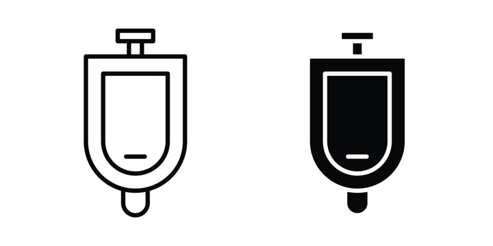 Urinal icon clipart and thin stroke versions pack