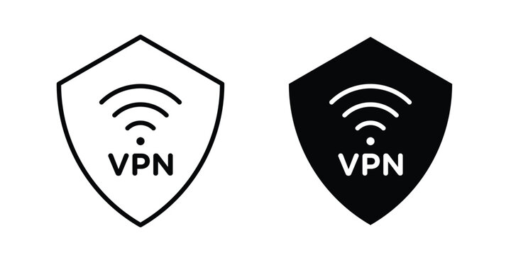 Vpn icon clipart and thin stroke versions pack