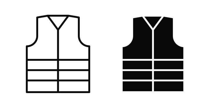 Working vest icon clipart and thin stroke versions pack
