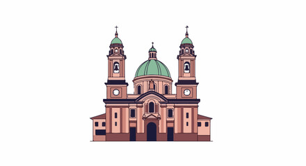 Obraz premium Ornate religious building with central dome and two bell towers