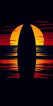 Modern surfboard shape silhouette art with clean lines and sharp edges, cool, graphic