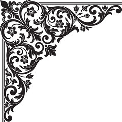 Classic Baroque Fleur-de-lis Corner Ornament Vector. © Joy