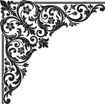 Classic Baroque Fleur-de-lis Corner Ornament Vector.