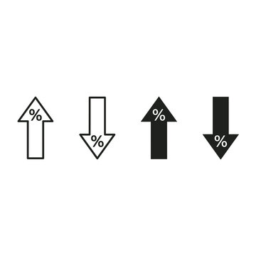 Set of percentage arrow icons, growth and decline symbols