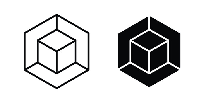 3D modeling icon lineart style, silhouette flat icons