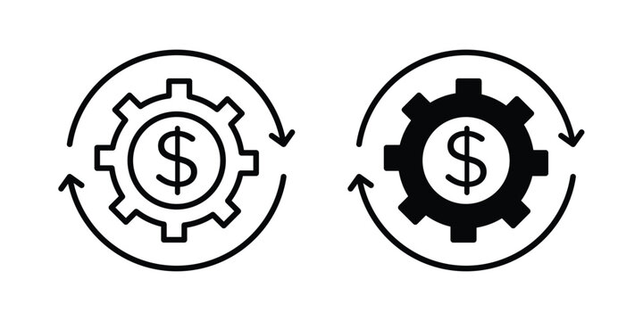 Business model icon lineart style, silhouette flat icons