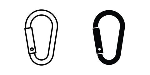 Carabiner icon lineart style, silhouette flat icons © Cristiane