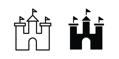 Castle icon lineart style, silhouette flat icons © Cristiane