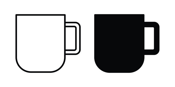 Coffee mug icon lineart style, silhouette flat icons