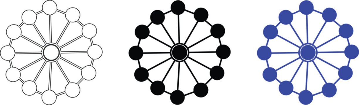 Decagon geometric shape in a circular pattern outline, glyph, and color solid icon.