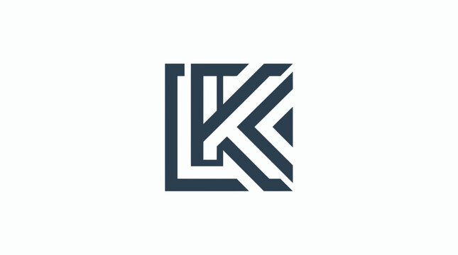 Modern Abstract Geometric Logo, Monogram LK, Minimalist Design, Clean Lines, Dark Blue