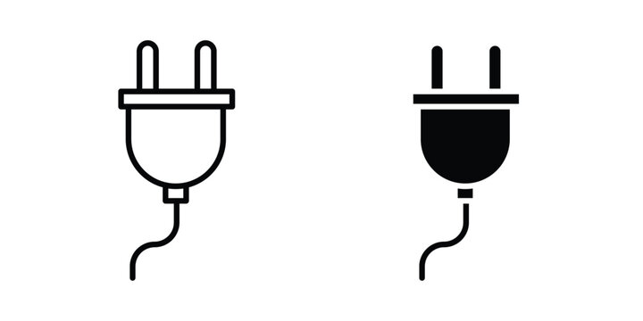 Electrical plug icon lineart style, silhouette flat icons