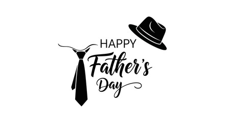 Happy father's day greeting card with tie and hat on white background © Ritu