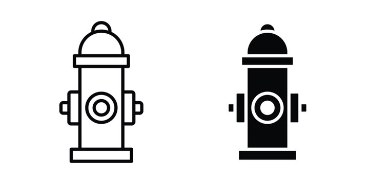 Fire hydrant icon lineart style, silhouette flat icons