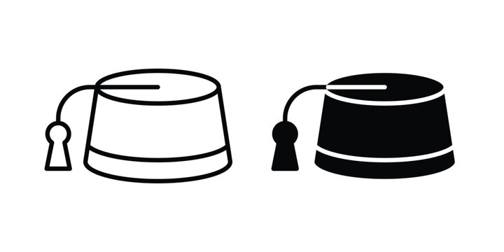 Fez hat icon lineart style, silhouette flat icons